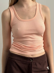 Basic ribbed T-shirt, peach