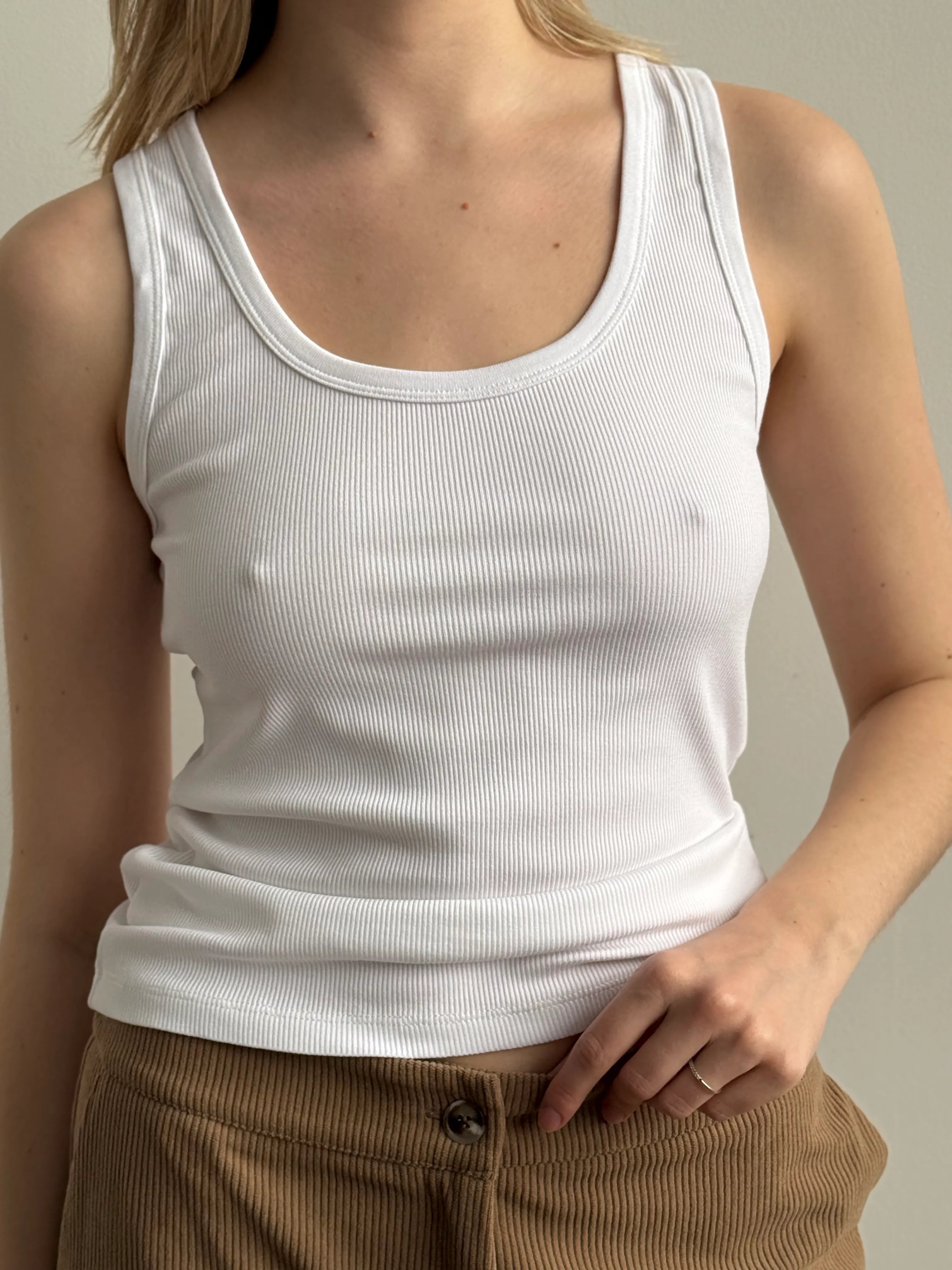 Basic ribbed T-shirt, white