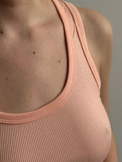 Basic ribbed T-shirt, peach