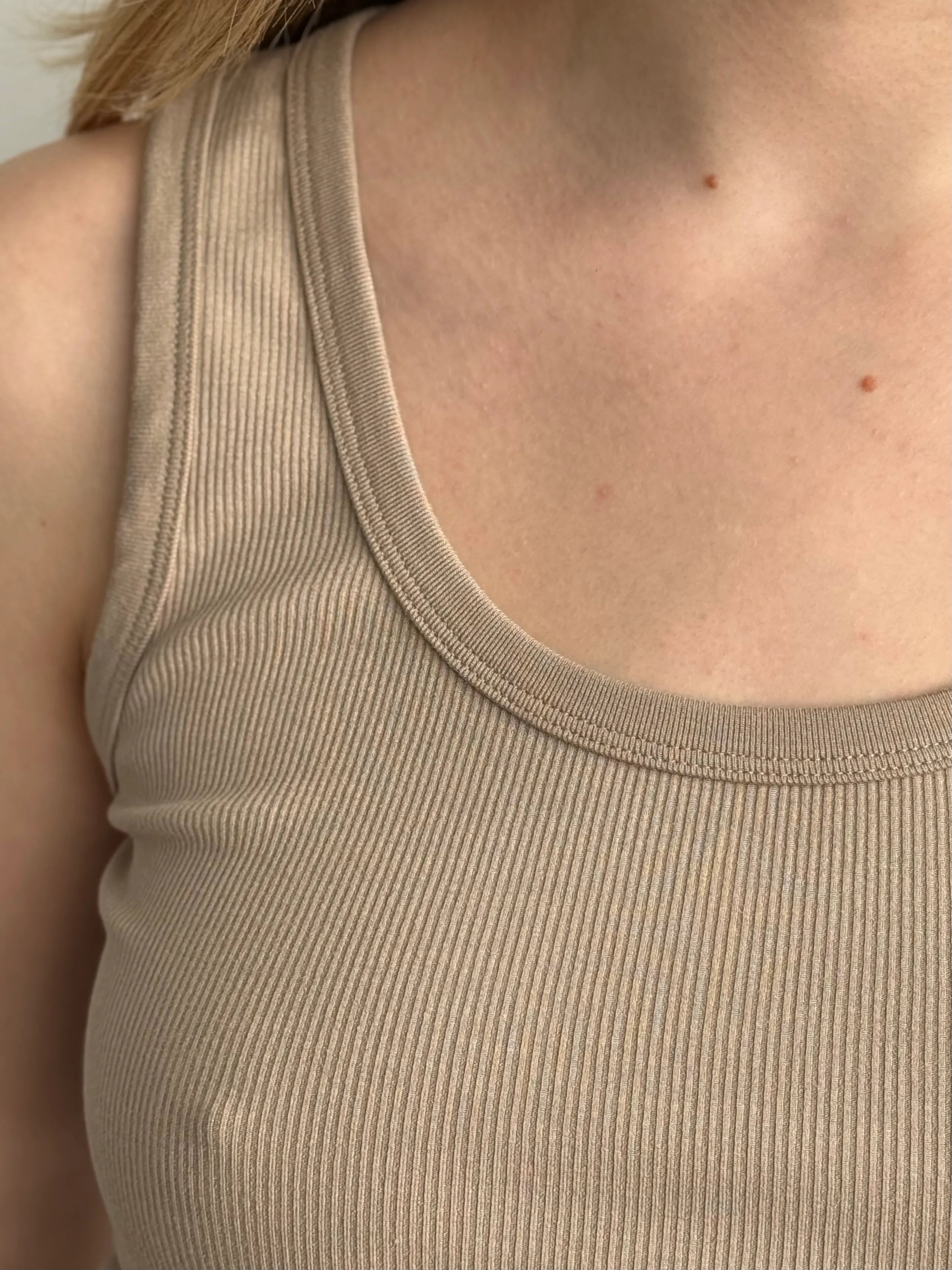 Basic ribbed T-shirt, beige