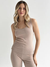 Beige Ribbed T-Shirt