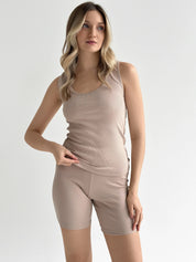 Beige Ribbed T-Shirt
