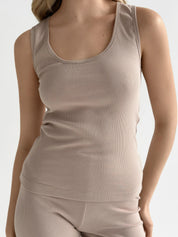 Beige Ribbed T-Shirt