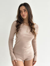 Ribbed knitwear Longsleeve beige