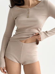 Ribbed knitwear Longsleeve beige