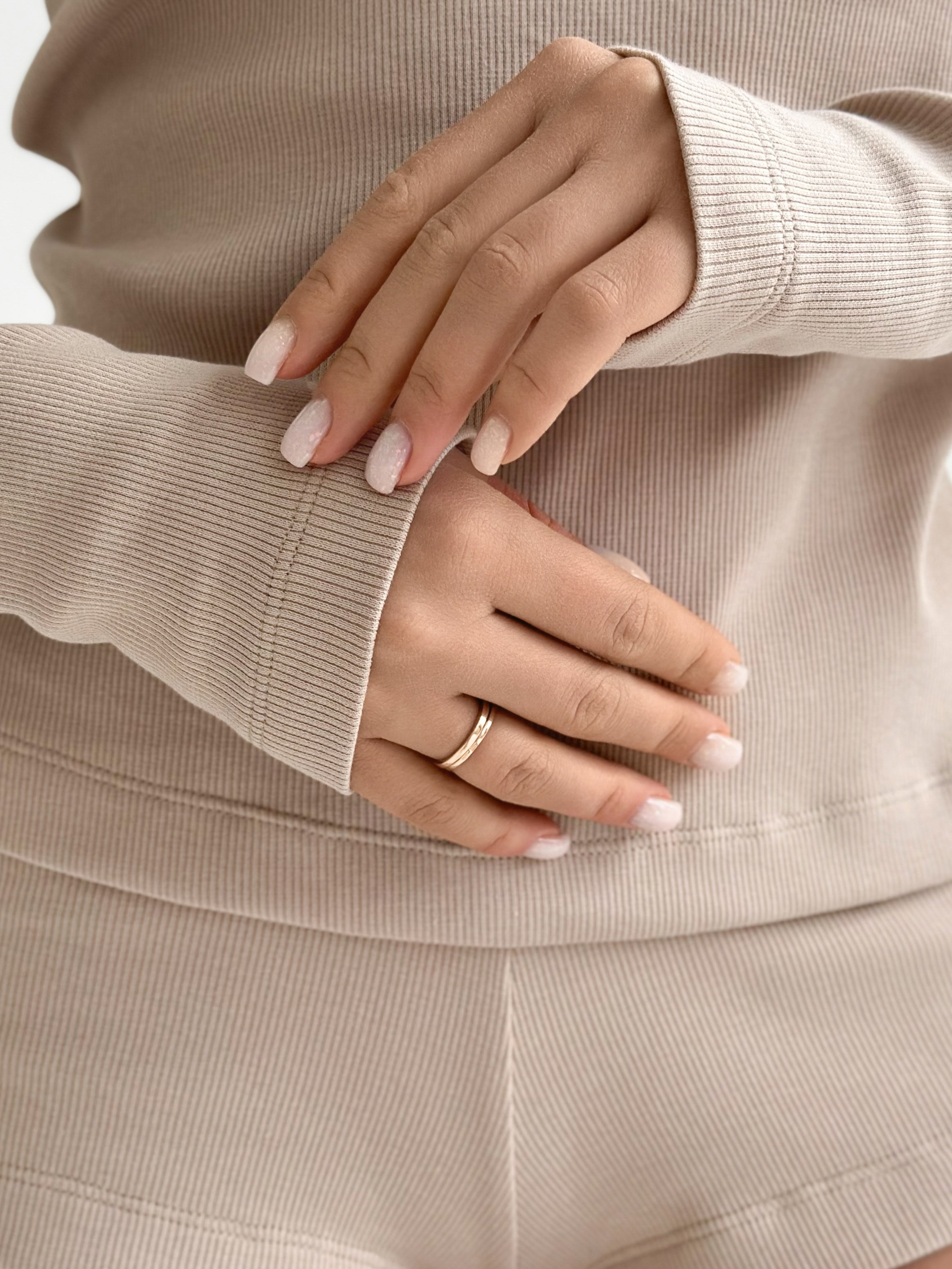 Ribbed knitwear Longsleeve beige