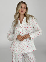 Flannel pajama set white "rose"