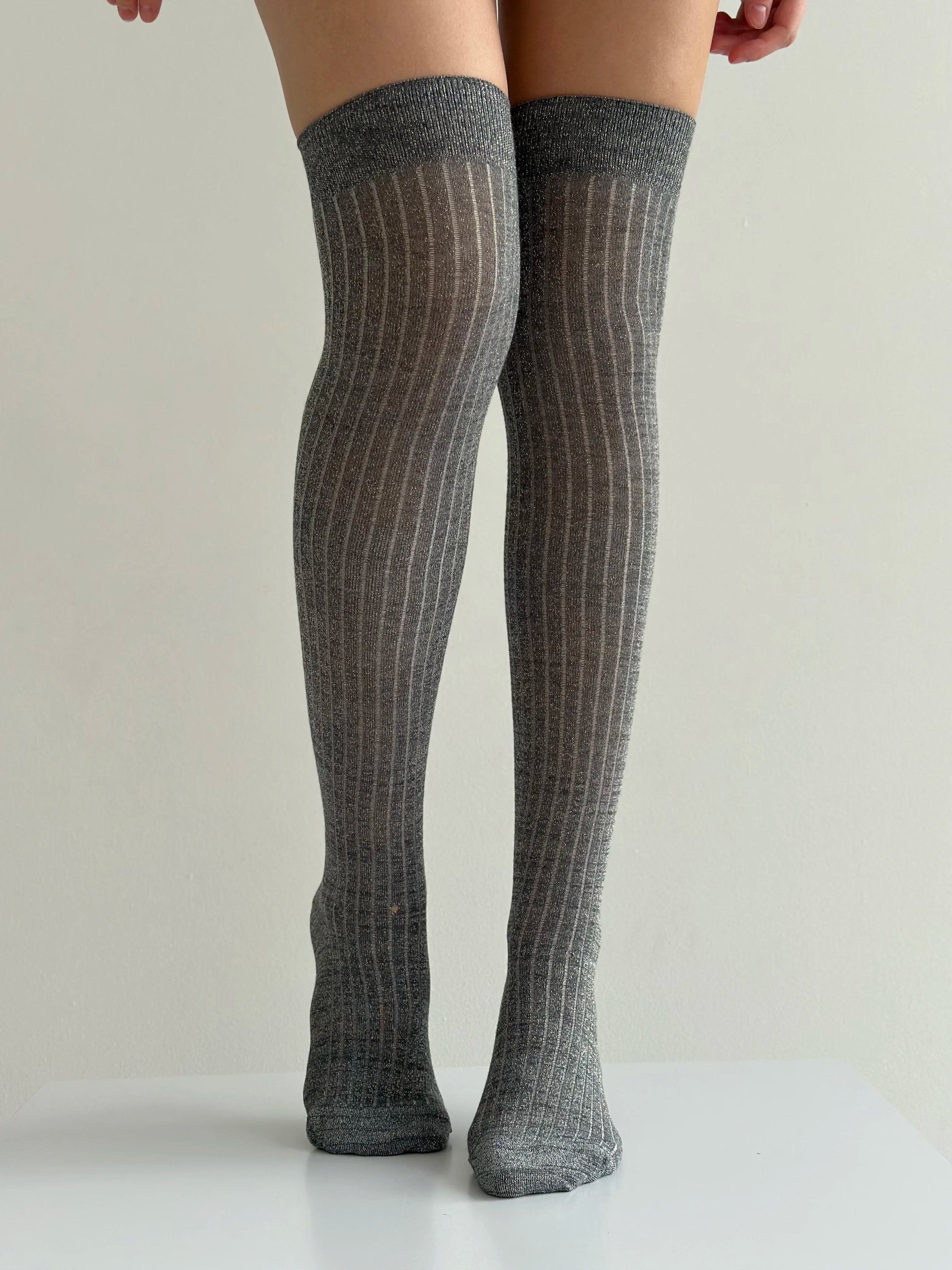 High lurex leggings gray