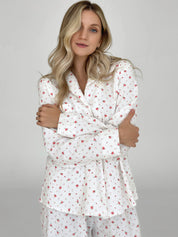 Flannel pajama set white "rose"