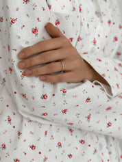 Flannel pajama set white "rose"