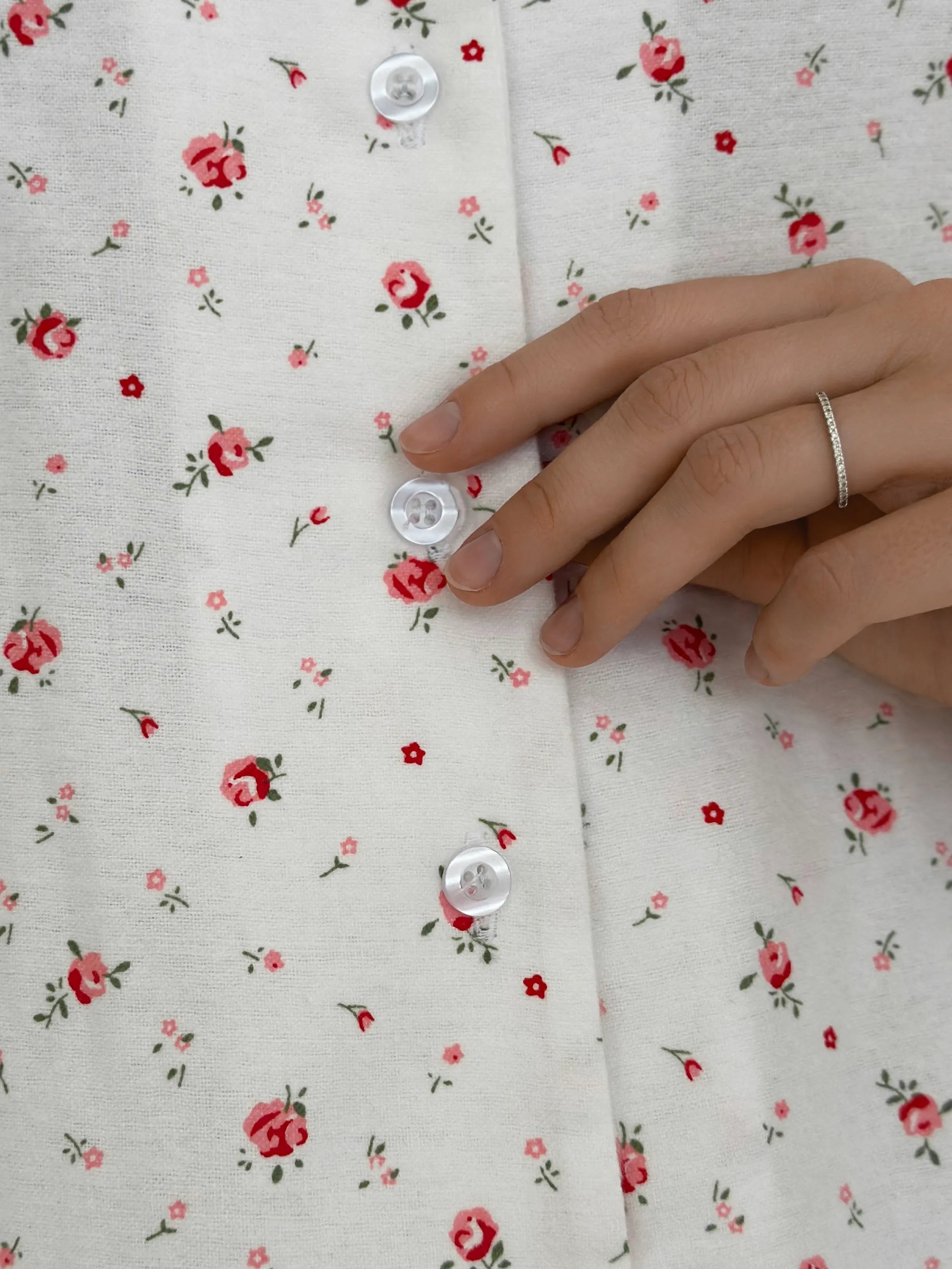Flannel pajama set white "rose"