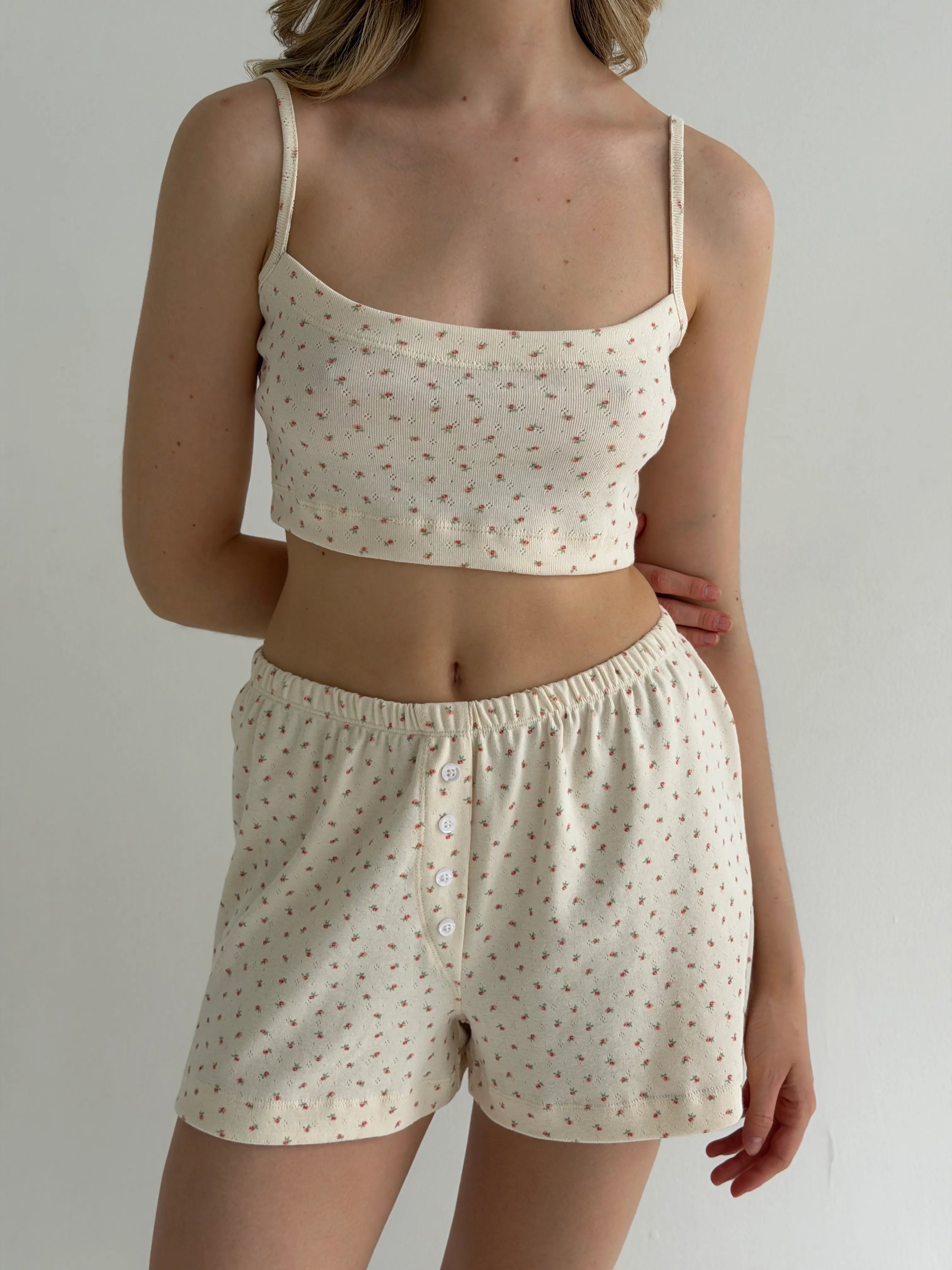 Ribana strappy top in milky rose