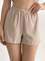Rib knit shorts  beige