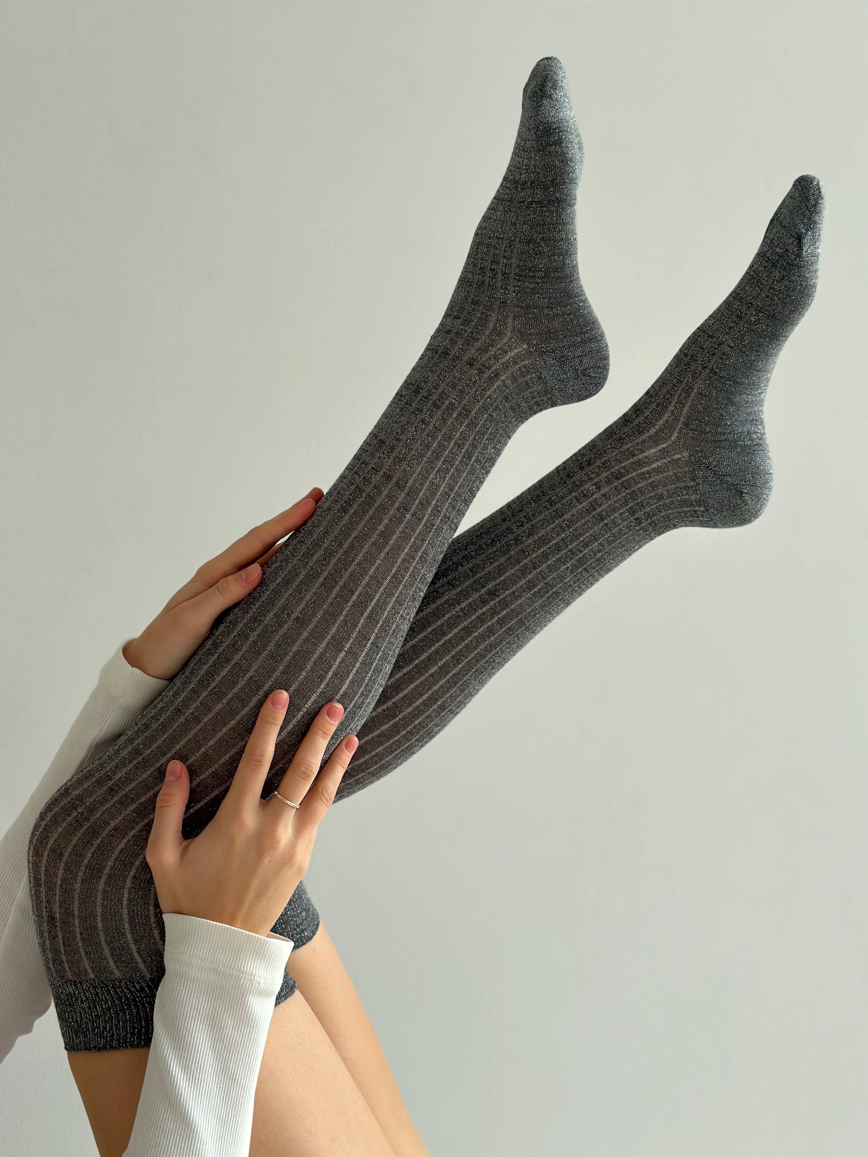 High lurex leggings gray