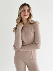 Ribbed knitwear Longsleeve beige (without button)