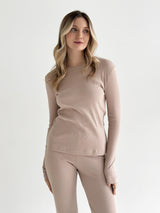 Ribbed knitwear Longsleeve beige (without button)