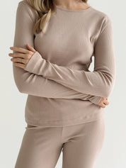 Ribbed knitwear Longsleeve beige (without button)