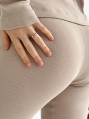 Rib knitwear Beige leggings