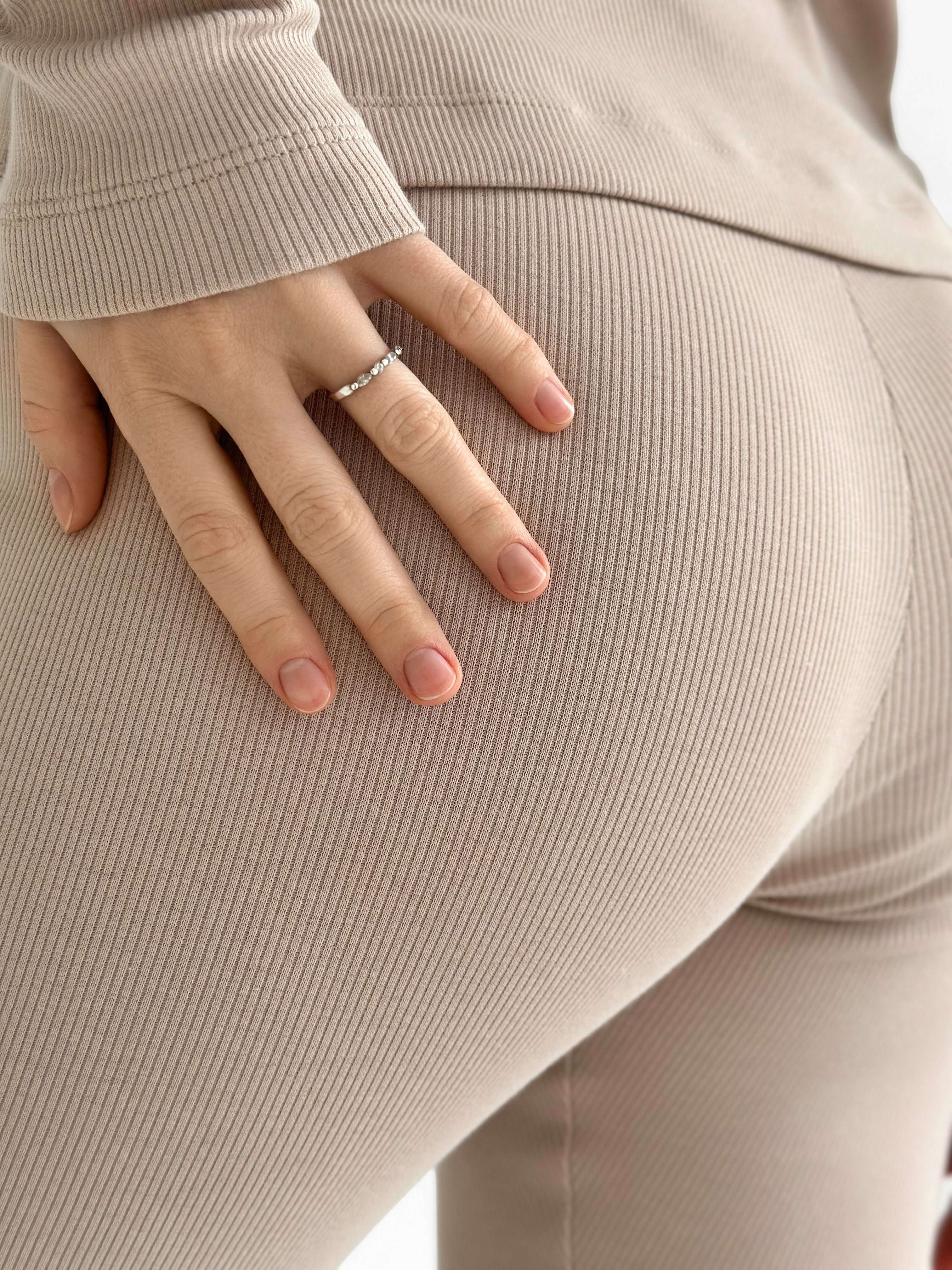 Rib knitwear Beige leggings