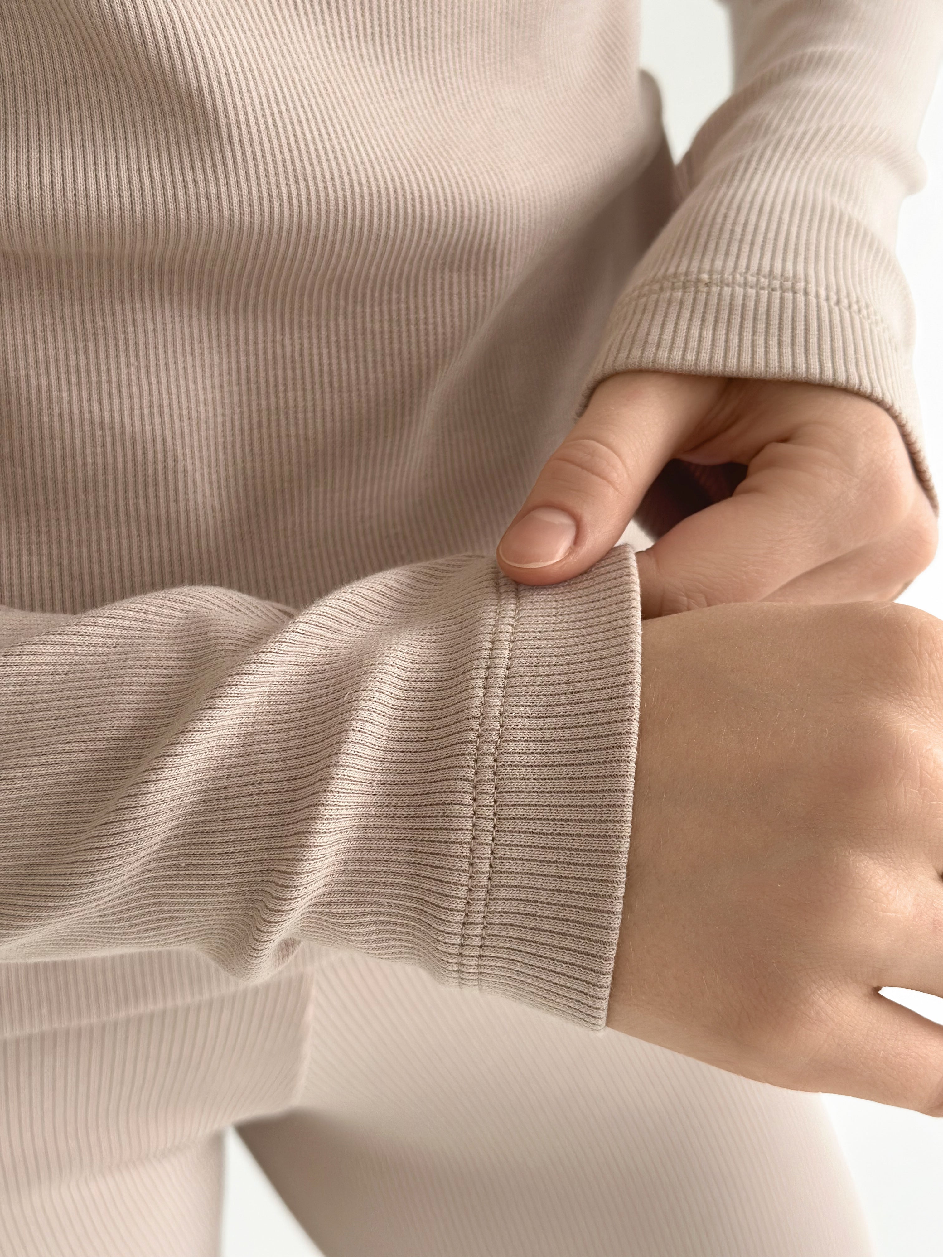 Ribbed knitwear Longsleeve beige (without button)