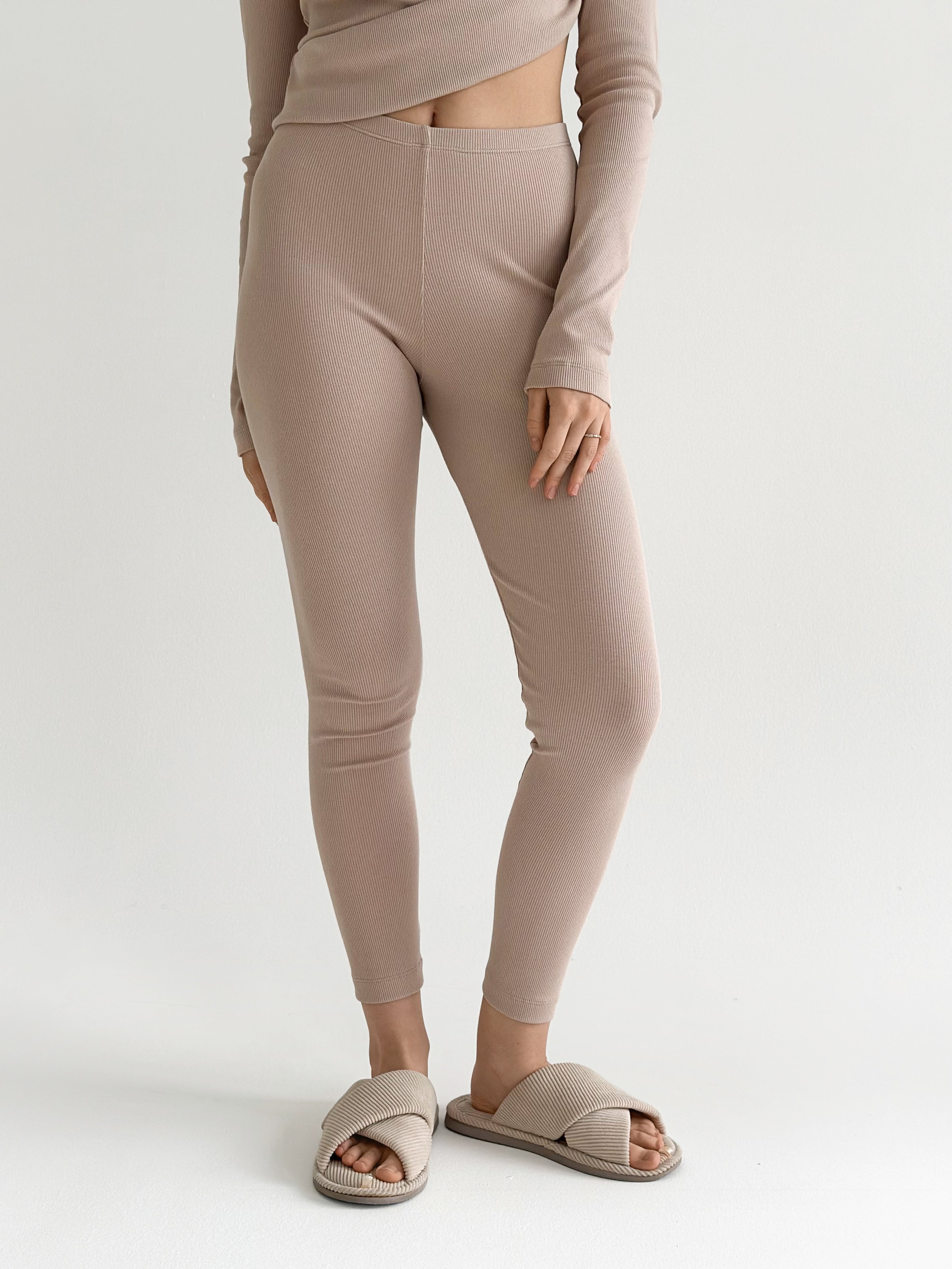 Rib knitwear Beige leggings