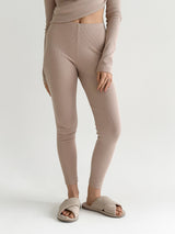 Rib knitwear Beige leggings