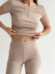 Tracksuits jersey rib beige