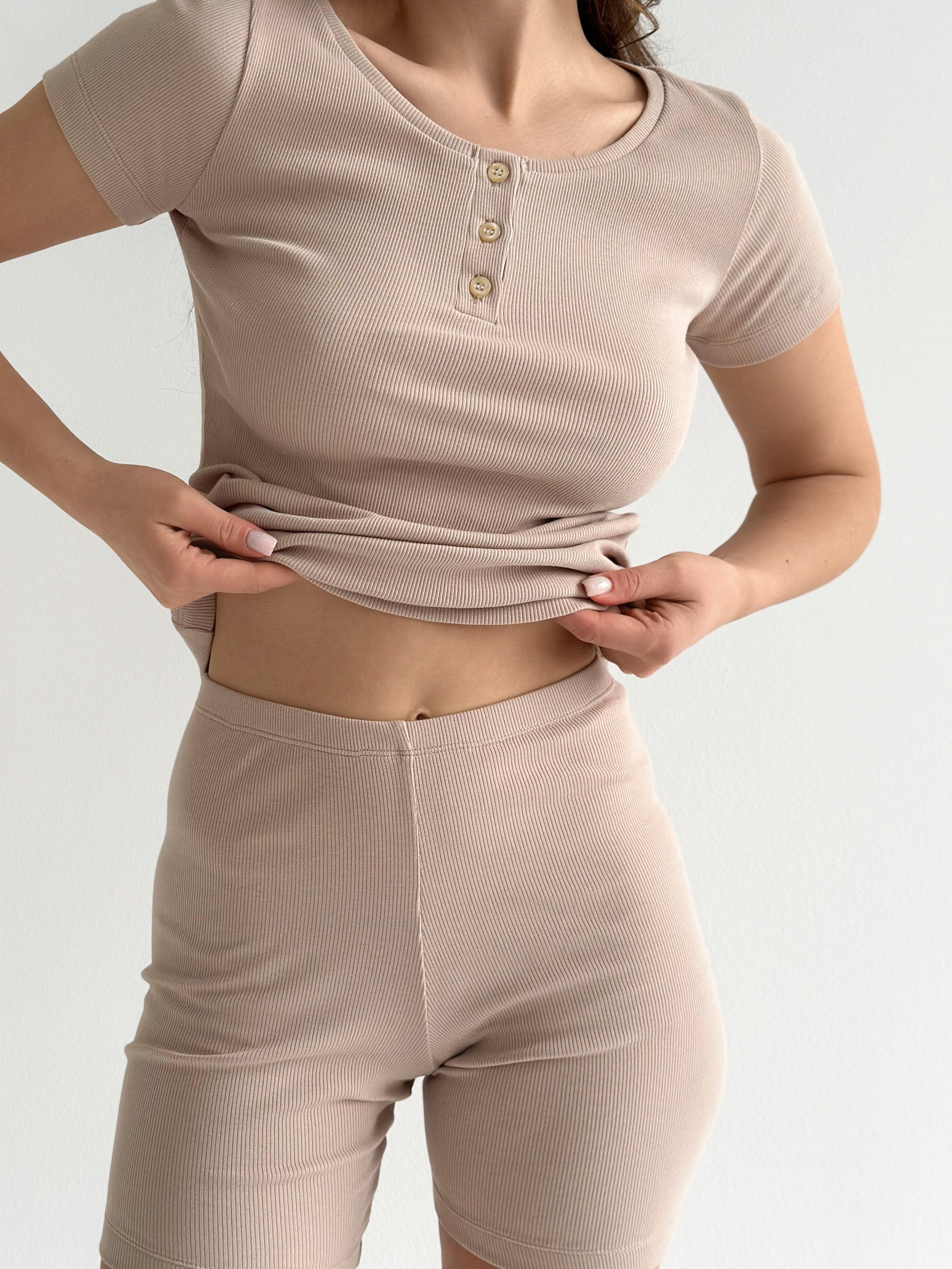 Tracksuits jersey rib beige