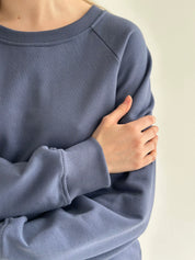 Cotton Sweatshirt knitwear 3-thread blue