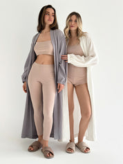 Rib knitwear Beige leggings