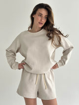 Cotton Sweatshirt knitwear 3-thread beige