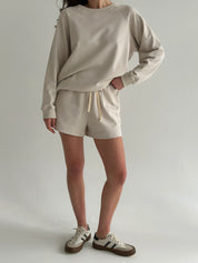Cotton Sweatshirt knitwear 3-thread beige