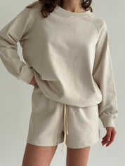 Cotton Sweatshirt knitwear 3-thread beige