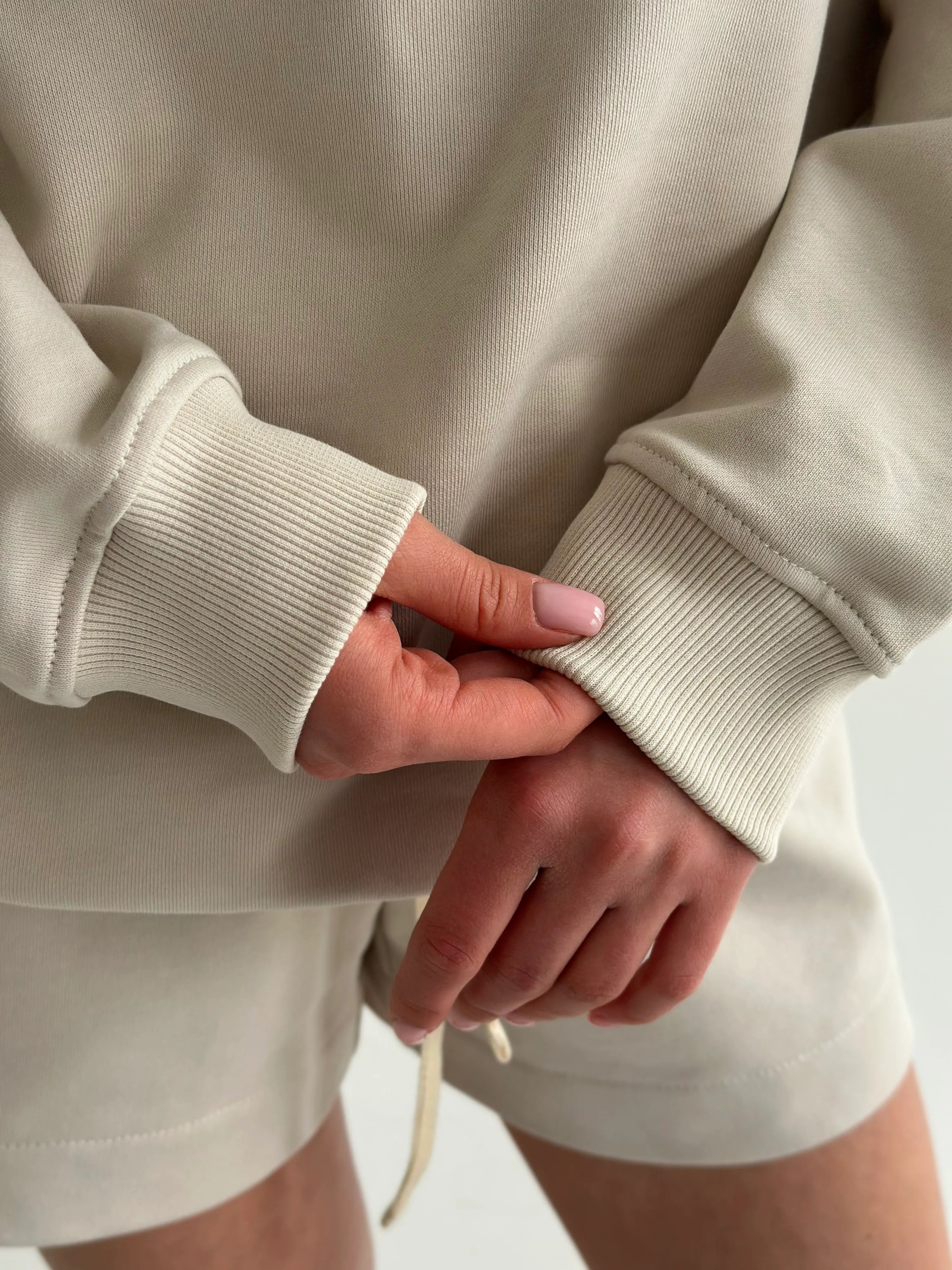 Cotton Sweatshirt knitwear 3-thread beige
