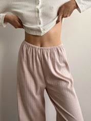 Ribbed wide pants powder