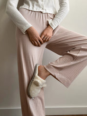 Ribbed wide pants powder