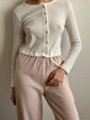 Ribbed wide pants powder