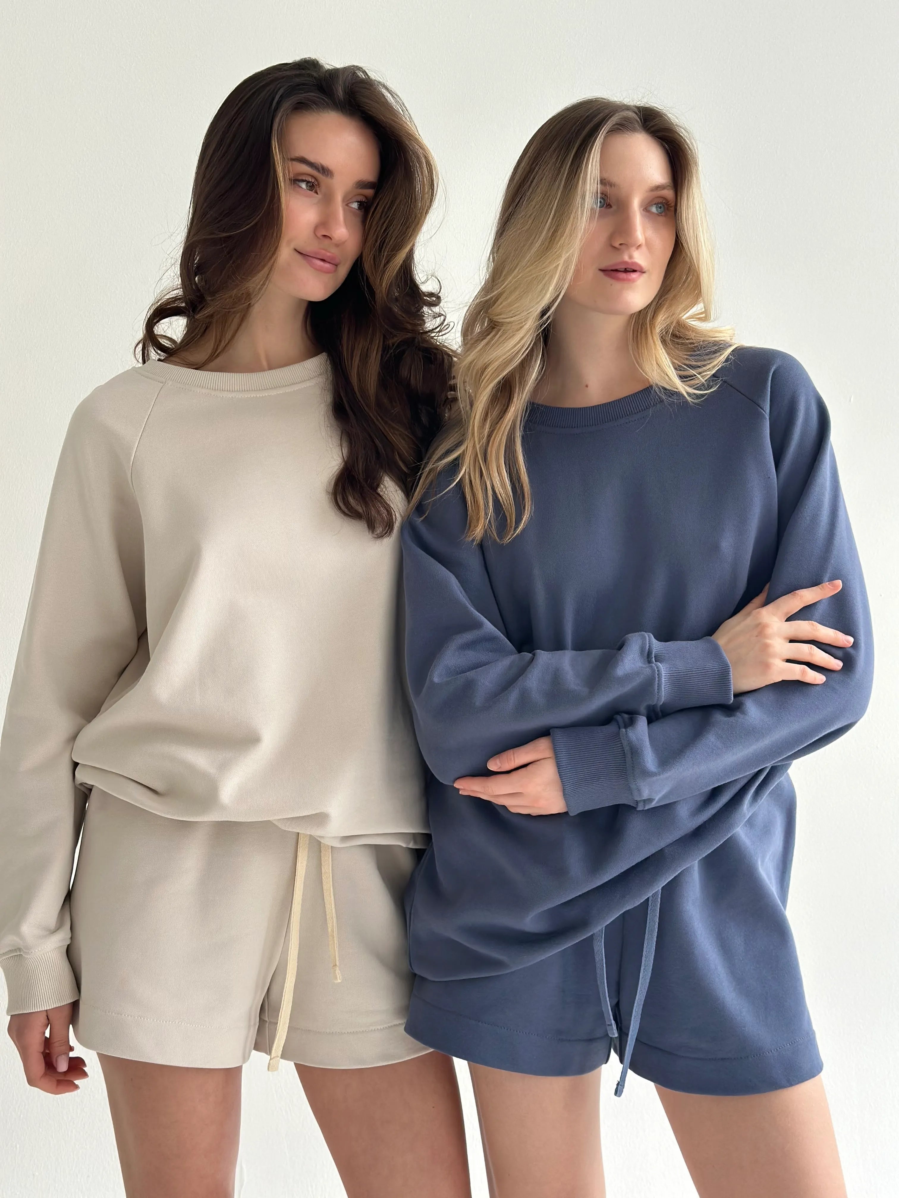 Cotton Sweatshirt knitwear 3-thread beige