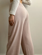 Ribbed wide pants powder