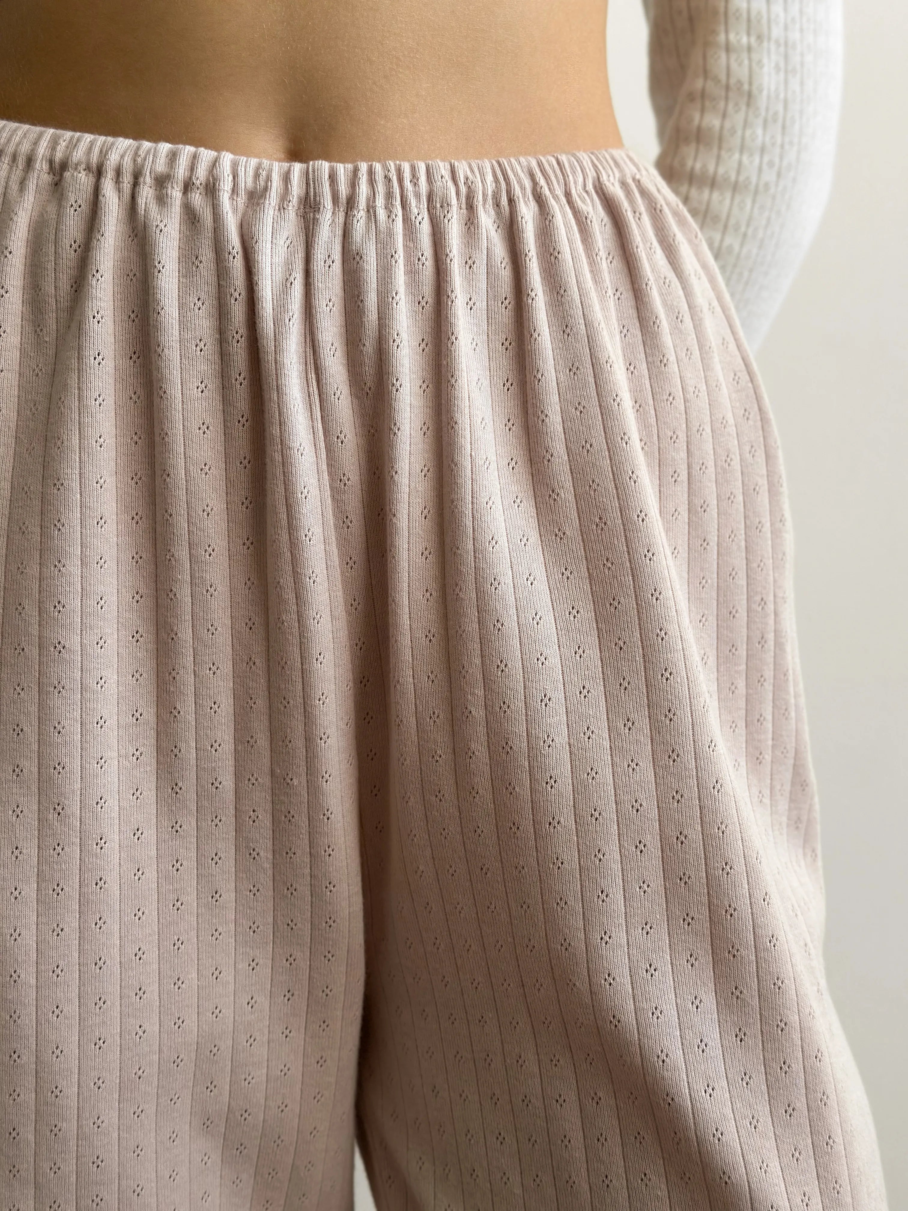 Ribbed wide pants powder