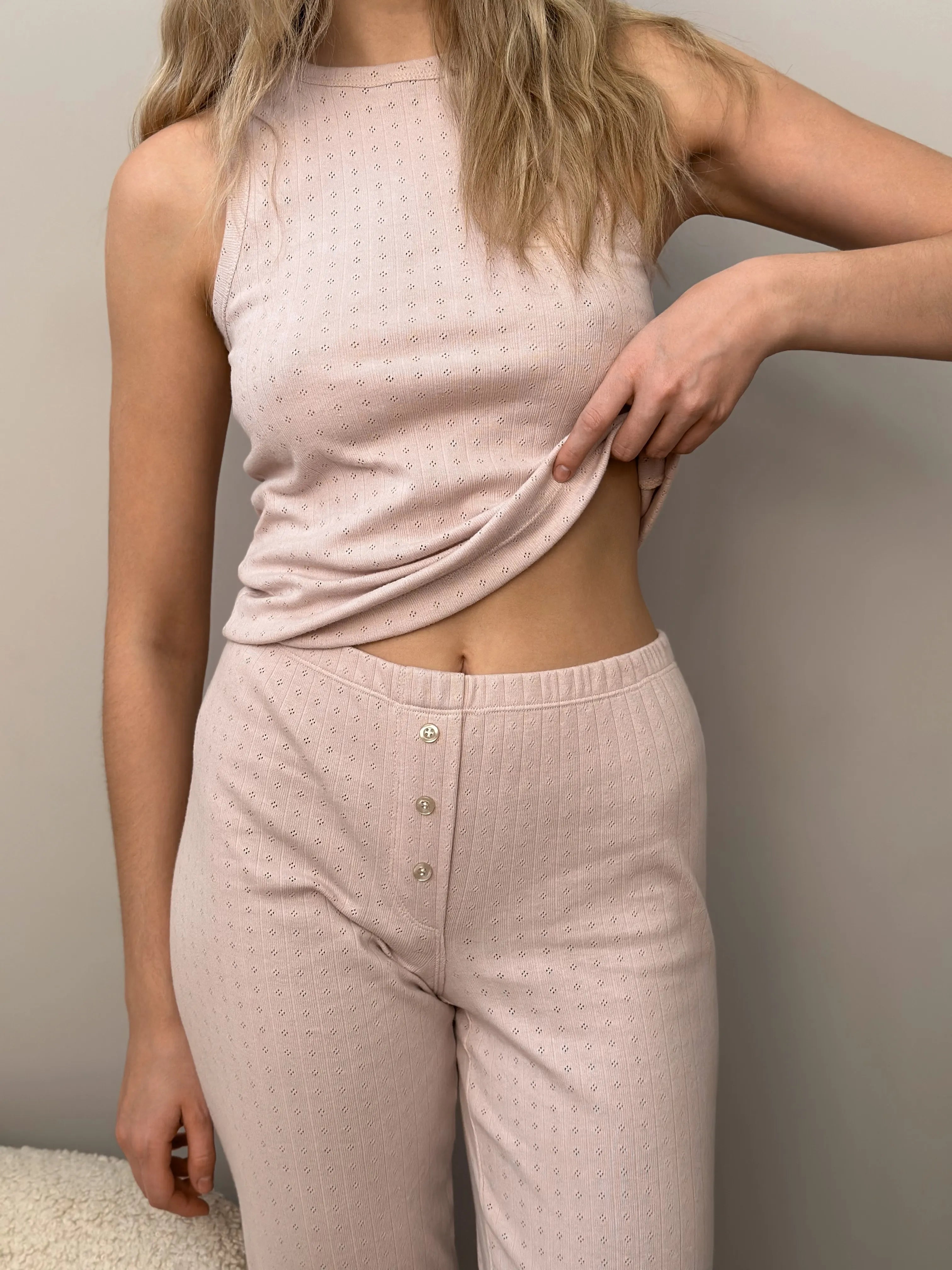 Soft Ribbed T-Shirt Powder