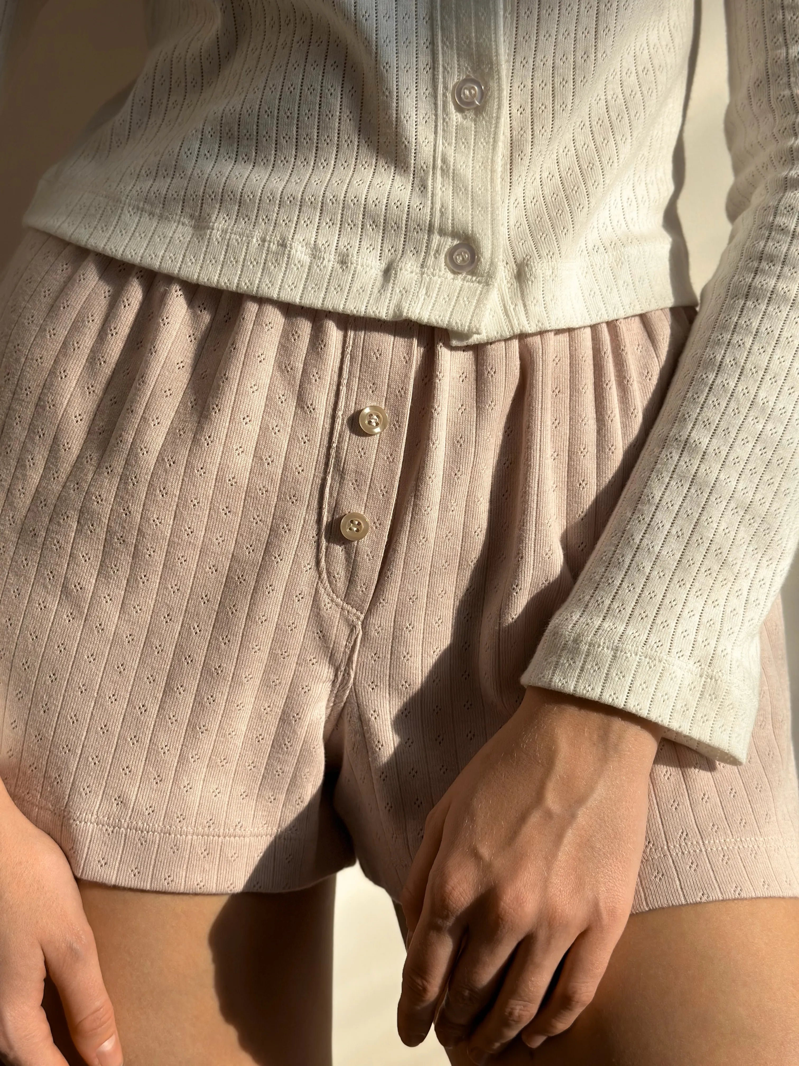 Ribbed shorts powder