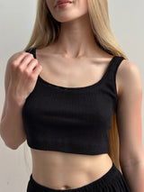 Ribbed mini top black