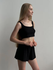 Ribbed mini top black