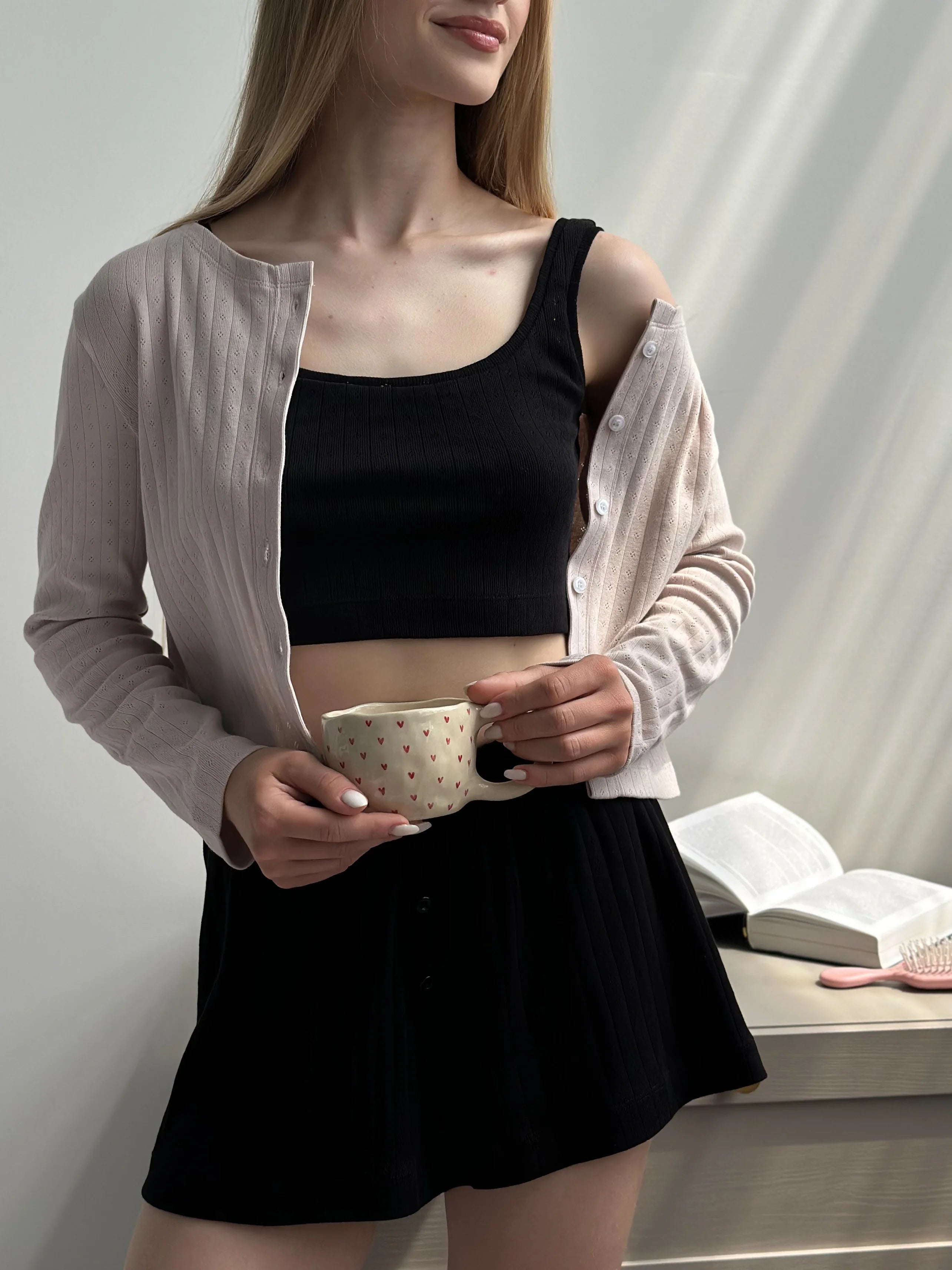 Ribbed shorts with a black gusset