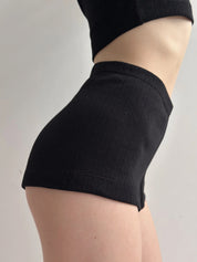 Ribbed mini shorts black
