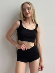 Ribbed mini shorts black