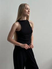 Ribbed wide pants black