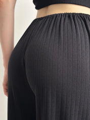Ribbed wide pants black