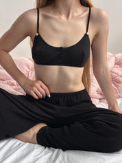 Ribbed wide pants black